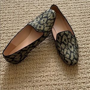 J Crew Black and Gold Leopard Loafer